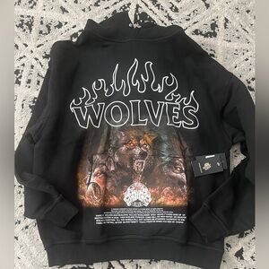 Darc Sport WOLVES Black Graphic  Hoodie Jacket